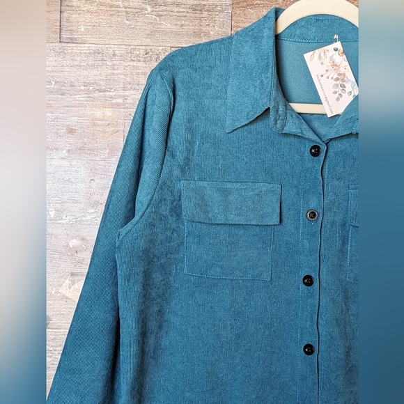 NWT Original Design Aztec Turquoise Cordoroy Shacket With Conchos - Picture 14 of 16